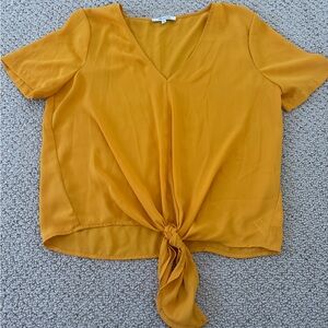 Madewell Golden V-Neck Tie-Front Blouse